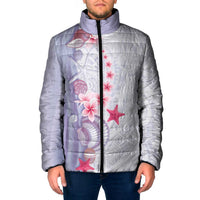Purple Plumeria Sea Shell Padded Jacket Starfish Polynesian Pattern - Polynesian Pride