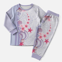 Purple Plumeria Sea Shell Christmas Pajama Set Starfish Polynesian Pattern - Polynesian Pride