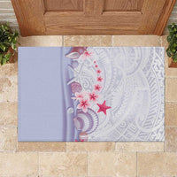 Purple Plumeria Sea Shell Rubber Doormat Starfish Polynesian Pattern - Polynesian Pride
