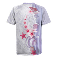 Purple Plumeria Sea Shell Rugby Jersey Starfish Polynesian Pattern LT01 - Polynesian Pride