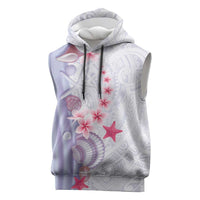 Purple Plumeria Sea Shell Sleeveless Hoodie Starfish Polynesian Pattern - Polynesian Pride