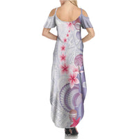 Purple Plumeria Sea Shell Summer Maxi Dress Starfish Polynesian Pattern LT01 - Polynesian Pride