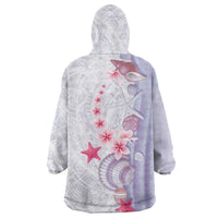 Purple Plumeria Sea Shell Wearable Blanket Hoodie Starfish Polynesian Pattern - Polynesian Pride