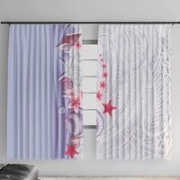 Purple Plumeria Sea Shell Window Curtain Starfish Polynesian Pattern - Polynesian Pride