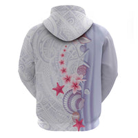 Purple Plumeria Sea Shell Zip Hoodie Starfish Polynesian Pattern - Polynesian Pride