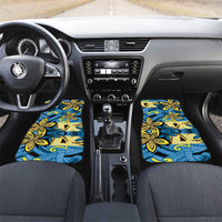 Plumeria Polynesian Pattern Car Mats Unique Fantasy Blue Yellow
