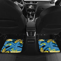 Plumeria Polynesian Pattern Car Mats Unique Fantasy Blue Yellow