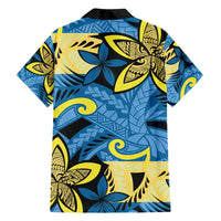 Plumeria Polynesian Pattern Family Matching Summer Maxi Dress and Hawaiian Shirt Unique Fantasy Blue Yellow