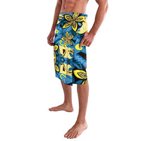 Plumeria Polynesian Pattern Lavalava Unique Fantasy Blue Yellow