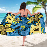 Plumeria Polynesian Pattern Sarong Unique Fantasy Blue Yellow