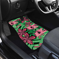 Plumeria Polynesian Pattern Car Mats Unique Fantasy Green Pink