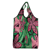 Plumeria Polynesian Pattern Grocery Bag Unique Fantasy Green Pink LT01 - Polynesian Pride