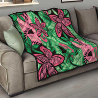 Plumeria Polynesian Pattern Quilt Unique Fantasy Green Pink