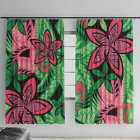 Plumeria Polynesian Pattern Window Curtain Unique Fantasy Green Pink