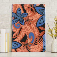 Plumeria Polynesian Pattern Canvas Wall Art Unique Fantasy Orange Blue