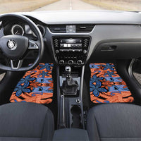 Plumeria Polynesian Pattern Car Mats Unique Fantasy Orange Blue