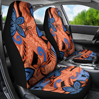 Plumeria Polynesian Pattern Car Seat Cover Unique Fantasy Orange Blue