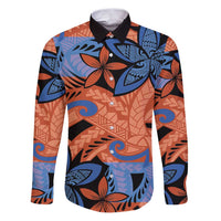 Plumeria Polynesian Pattern Family Matching Puletasi and Hawaiian Shirt Unique Fantasy Orange Blue