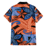 Plumeria Polynesian Pattern Hawaiian Shirt Unique Fantasy Orange Blue