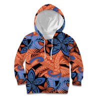 Plumeria Polynesian Pattern Kid Hoodie Unique Fantasy Orange Blue LT01 Hoodie Orange - Polynesian Pride