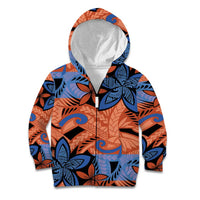 Plumeria Polynesian Pattern Kid Hoodie Unique Fantasy Orange Blue LT01 Zip Hoodie Orange - Polynesian Pride