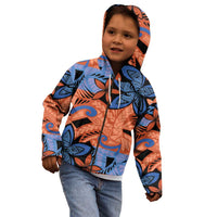 Plumeria Polynesian Pattern Kid Hoodie Unique Fantasy Orange Blue LT01 - Polynesian Pride