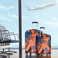 Plumeria Polynesian Pattern Luggage Cover Unique Fantasy Orange Blue