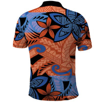 Plumeria Polynesian Pattern Polo Shirt Unique Fantasy Orange Blue LT01 - Polynesian Pride