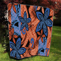 Plumeria Polynesian Pattern Quilt Unique Fantasy Orange Blue