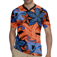 Plumeria Polynesian Pattern Rugby Jersey Unique Fantasy Orange Blue