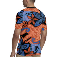 Plumeria Polynesian Pattern Rugby Jersey Unique Fantasy Orange Blue