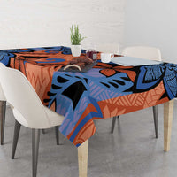 Plumeria Polynesian Pattern Tablecloth Unique Fantasy Orange Blue