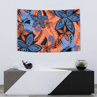 Plumeria Polynesian Pattern Tapestry Unique Fantasy Orange Blue