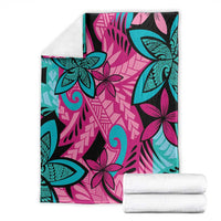 Plumeria Polynesian Pattern Blanket Unique Fantasy Pink Teal