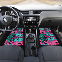 Plumeria Polynesian Pattern Car Mats Unique Fantasy Pink Teal