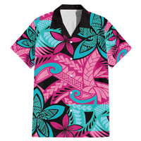 Plumeria Polynesian Pattern Family Matching Mermaid Dress and Hawaiian Shirt Unique Fantasy Pink Teal