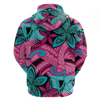 Plumeria Polynesian Pattern Hoodie Unique Fantasy Pink Teal