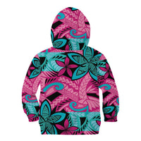 Plumeria Polynesian Pattern Kid Hoodie Unique Fantasy Pink Teal LT01 - Polynesian Pride