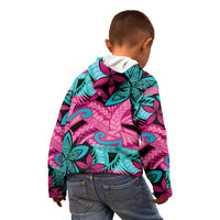 Plumeria Polynesian Pattern Kid Hoodie Unique Fantasy Pink Teal LT01 - Polynesian Pride