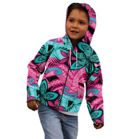 Plumeria Polynesian Pattern Kid Hoodie Unique Fantasy Pink Teal LT01 - Polynesian Pride