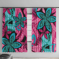 Plumeria Polynesian Pattern Window Curtain Unique Fantasy Pink Teal