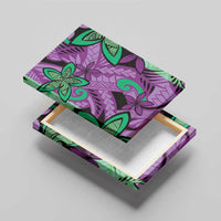Plumeria Polynesian Pattern Canvas Wall Art Unique Fantasy Purple Green