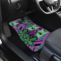 Plumeria Polynesian Pattern Car Mats Unique Fantasy Purple Green