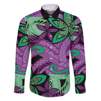 Plumeria Polynesian Pattern Family Matching Mermaid Dress and Hawaiian Shirt Unique Fantasy Purple Green