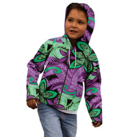 Plumeria Polynesian Pattern Kid Hoodie Unique Fantasy Purple Green LT01 - Polynesian Pride