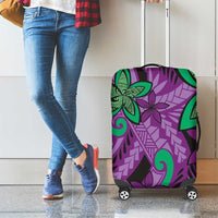 Plumeria Polynesian Pattern Luggage Cover Unique Fantasy Purple Green