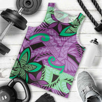 Plumeria Polynesian Pattern Men Tank Top Unique Fantasy Purple Green