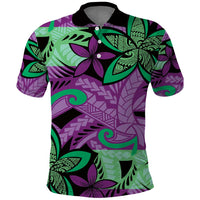 Plumeria Polynesian Pattern Polo Shirt Unique Fantasy Purple Green LT01 Purple - Polynesian Pride