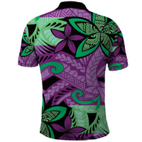 Plumeria Polynesian Pattern Polo Shirt Unique Fantasy Purple Green LT01 - Polynesian Pride