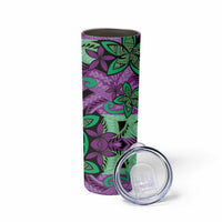 Plumeria Polynesian Pattern Skinny Tumbler Unique Fantasy Purple Green